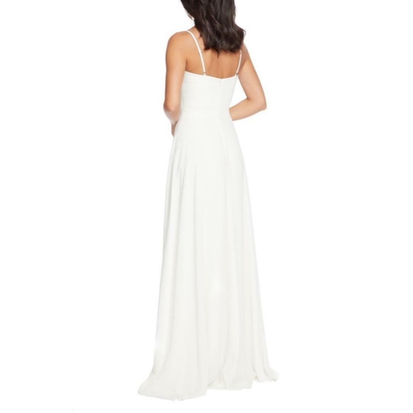 NEW DRESS THE POPULATION Cambria WHITE Chiffon TIE BODICE Flowing DRESS Gown S - Picture 12 of 12